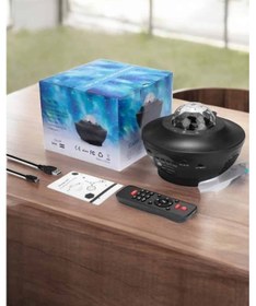 Resim Projektör Yıldız Gece Lambası Disko Topu Bluetooth Bağlantılı Taşınabilir Şarjlı Mavi 