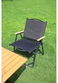 Resim Outloft Katlanabilir Kamp Sandalyesi Kollu, Taşınabilir, Rahat Bahçe Ve Piknik Koltuğu Siyah 