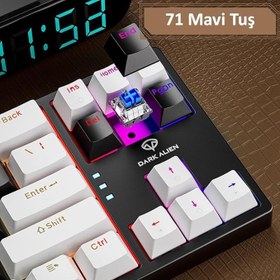 Resim Valkyrie Leaven K620 Blue Switch Mekanik Gaming Oyun Klavyesi RGB 61 Key Mavi Tuş Type-C Klavye Siyah 