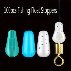 Resim 100 adet Silikon Balıkçılık Yükseltici Durdurucuları - Uçucu Balıkçılık Aksesuarları için Dayanıklı Mavi Bariyer Durdurucuları 