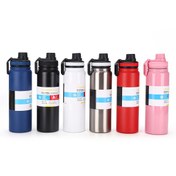 Resim 1 adet 800ml/1000ml Paslanmaz Çelik Su Şişesi Pipetli, 27.05oz/33.81oz Çift Duvarlı Vakumlu Yalıtımlı Su Bardağı, Açık Hava Seyahati, Spor Salonu Fitness, Kamp için Uygun 