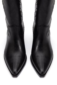 Resim DENORA Siyah Mat Deri Sivri Burun Nakışlı Western Kovboy Bot Çizme 