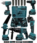 Resim Assur ASR1226 21V 5'li Set Kırıcı Delici Hilti + Taşlama + Somun Sıkma Sökme + Testere + Akülü Vidalama Mavi 