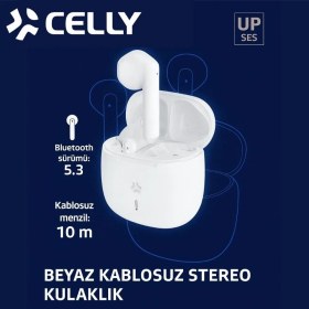 Resim Celly Buz2 Tws Tam Kablosuz Bluetooth 5.3 Dokunmatik Kulak Içi Beyaz Kulaklık Type-C Girişli 