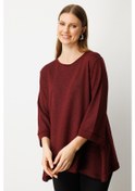 Resim On Kadın Büyük Beden Kumaşı Simli Rahat Kalıp Bluz 61393 Bordo Bordo 