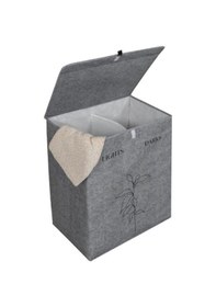 Resim Alas Teks, Deri Tutamaçlı Keçe Çamaşır Sepeti, 2 Gözlü Gri 