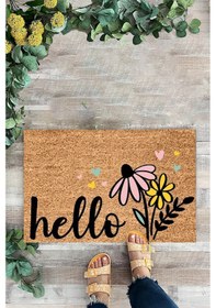 Resim Hello, Çiçek, İç Ve Dış Kapı Önü Paspası, Dijital Baskı Paspas 