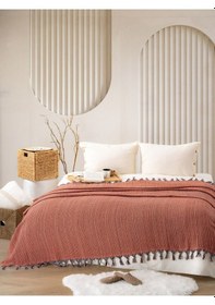 Resim Çift Kişilik Pamuklu Pike Turuncu Turuncu 