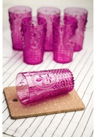 Resim Akrilik Pembe 6'lı Uzun Bardak & Su Meşrubat Bardağı 750 Ml Büyük Boy & Cam Değildir Diğer 