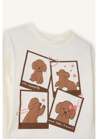 Resim Defacto Köpek Baskılı Penye Tişört Kız Bebek G9385a526sper99 Ekru-er99 