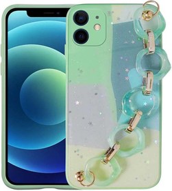 Resim Zore Apple ile uyumlu iPhone 11 Kılıf Simli Desenli El Askılı Tutacaklı Zore Elsa Silikon Kapak Yeşil 