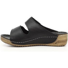 Resim Gönderi R Kadın Siyah Cırtlı Dolgu Taban Hakiki Deri Terlik Dyza69842632 Siyah 