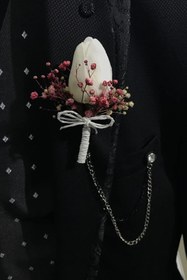 Resim Limelia Bordo Cipsolu Tek Laleli Damat Ve Sağdıç Yaka Çiçeği 10 Adet 