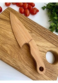 Resim Ahşap Güvenli Çocuk Kesme Tahtası Ve Tekli Bıçak Seti Ahşap 