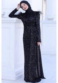 Resim Esilanur Şura Tesettür Abiye Siyah Siyah 