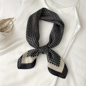 Resim Kadınlar için 69.98 cm şık saten kare eşarp, şık yuvarlak halka desenli çok yönlü bandana, zarif tarz güneş kremi başörtüsü 