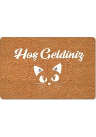 Resim Kitten Heart Temalı Coco Görünümlü Dekoratif Dış Kapı Önü Ve İç Mekan Paspası Siyah - Gold 