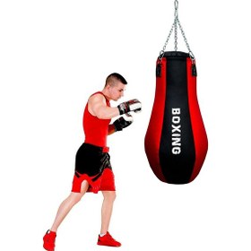 Resim Spor Byfit Salon Tipi Özel Tasarım Armut Modelli Boks Torbası Kırmızı - Siyah 