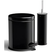 Resim Zethome 2'Li Siyah Banyo Seti (Çöp Kovası-Tuvalet Fırçası) 