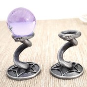 Resim Zarif Yılan Esinli Çinko Alaşım Kristal Top Tutucu - Mor & Şeffaf Taş Tutuculu Klasik Metal Sergi Standı, Yaratıcı Ev Dekor Hediyesi, Güç Gerektirmez, Dekoratif Kristal Sergi|Mistik Görünüm|Metalik Bitiş, Yılan Dekoru 