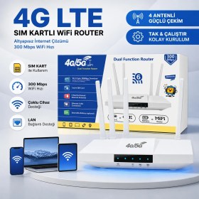 Resim Airstorr 4g Lte Sım Kartlı 4000MAH Wifi Router 300MBPS | 4 Antenli Cpe Modem Çoklu Cihaz Desteği 
