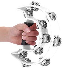 Resim Midex TF-26WH Çift Sıra 10 Zilli Beyaz Tef Tamburin (El Kavrama Aksamlı) 