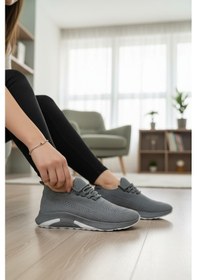 Resim Enoch Ortopedik Bağcıksız Görünümlü Örgülü Sneaker Füme 