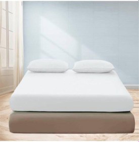 Resim Battal Boy Beyaz Ranforce Lastikli Çarşaf+ Nevresim + 2 Adet Yastık Kılıfı Beyaz 