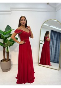 Resim E&a Eren Abiye Dusuk Kol Klos Abiye Kırmızı 