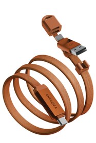 Resim Energea Sheath Travel 1.2M 60W 2in1 Type-C to Type-C ve USB-A Hızlı Şarj Kablo - Turuncu 