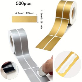 Resim 500 Etiket/Rulo, 4.8*1.5 cm, Ofis Etiketleri, Altın ve Gümüş Renkli Dikdörtgen Kazımalı Stickerlar, DIY Partiler, Etkinlikler, Hediyeler vb. için Uygun, Gizli Metin Şifreli Kazıma Kartları 
