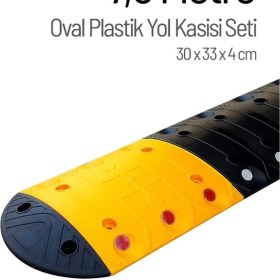 Resim İleri Trafik Oval Plastik Yol Kasisi Kapaklı Set - 7,5 Metre 