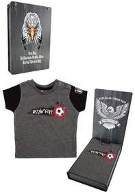 Resim Beşiktaş Lisanslı Antrasit Bebek T-shirt Hediyelik Ahşap Kutulu 