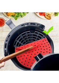 Resim River World 23 CM'Lik Kırmızı Renkte Isıya Dayanabilen Ve Yıkanabilen Yuvarlak Silikon Airfryer Ve Fırın Matı 