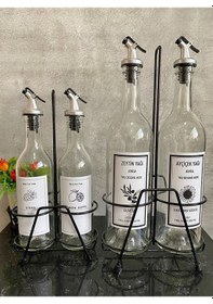 Resim 2li Standlı 750 Ml Yağlık 2li 375 Ml Sirkelik Limonluk Mutfak Yağ 