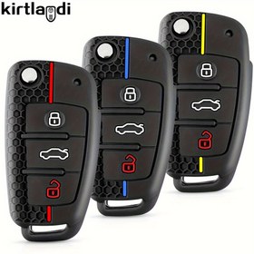 Resim Audi için Premium Silikon Anahtarlık Kılıfı - TT, A6, C6, A4, A5, A7, Q3, Rs3, Rs6 ve Daha Fazlası ile Uyumlu - Dayanıklı Araba Anahtar Kılıfı Aksesuarı 