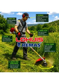 Resim Lohuis Remaş Cg63 Benzinli Motorlu 3 Hp Yan Tırpan Ot Çalı Tırpanı 