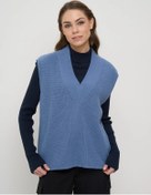 Resim Be You Büyük Beden Örgü Yelek 243308816 Açık Mavi 