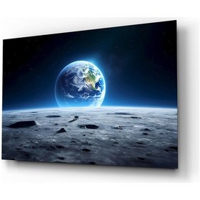 Resim Uzaydan Dünya 1 Dekoratif Cam Tablo, Duvar Dekoru M0033 