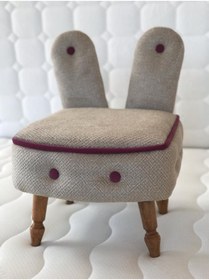 Resim ASELYA HOME Bunny Kid Seat Tavşan Çocuk Koltuğu Krem Lila Fitilli Düğmeli 