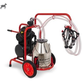 Resim Melasty İkili Keçi Süt Sağma Makinesi Paslanmaz Güğüm - Kauçuk Memelik Kuru Pompa 