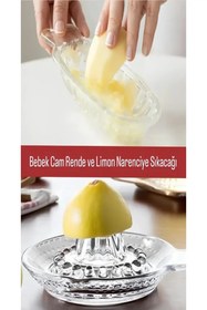 Resim MorBebe Lüx Bebekler Için Ek Gıda Limon ve Narenciye Sıkacağı ve Cam Elma Rendesi 2'li Set 