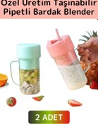 Resim Wintoup Taşınabilir Ev İş Gündelik Milkshake Meyve Sıkacağı USB Şarjlı Pipetli Bardak Blender 420ML 2 Adet 