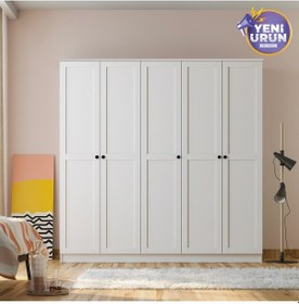 Resim Side 5 Kapaklı Mega Gardırop Beyaz 