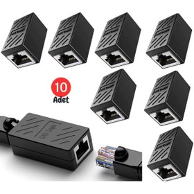 Resim Derwell Rj45 Dişi Dişi Cat5/6/7/8 Ethernet Lan Ağı Birleştirici Aparatı Internet Kablo Uzatıcı 10 Adet 