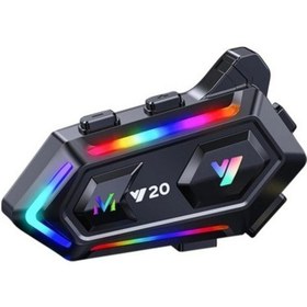 Resim Yeni Nesil Bluetooth 5.3 Motosiklet Intercom Rgb Işıklı 1000m Mesafeli 