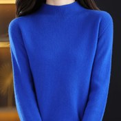 Resim Kadınlar için Oversize H-Line Kazak - %100 Koyun Yünü Gibi Uzun Kollu Yuvarlak Yaka Kazak Ceket, Kışlık Sıcak Tek Renk Yeşil (Zeytin) Tunik, Günlük ve Resmi Giyim için, Elde Yıkanabilir Bol Kesim 