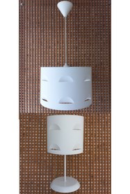 Resim ONAY M MOTİFLİ BEYAZ KUMAŞ KAPLAMA 2.Lİ SET YATAK ODASI GENÇ VE ÇOCUK ODASI AVİZE VE ABAJUR SETİ 