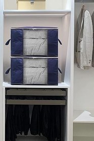 Resim 3 Adet Pencereli Lacivert Büyük Boy Yastık Yorgan Kazak Hurcu / 75x40x40 