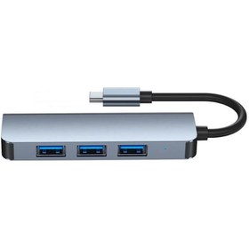 Resim Type C 4 Port Usb 3.0 Hub Usb C Çoklayıcı Alüminyum Gövde 